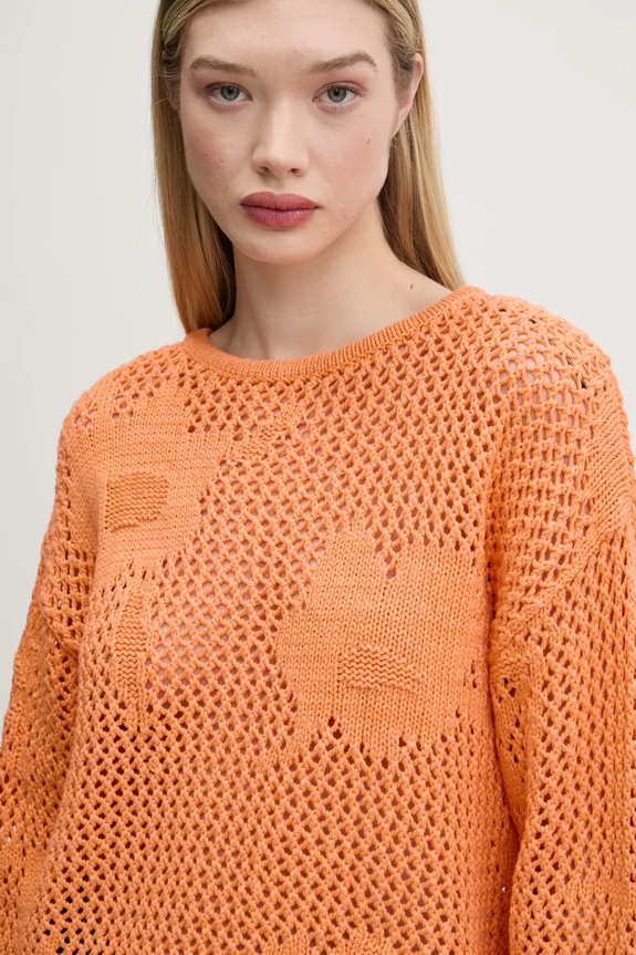 Desigual sweter z domieszką lnu BRUMA pozostałe pomarańczowy 25SWJF26