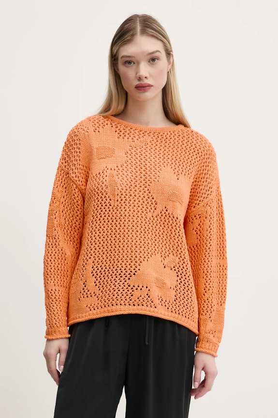 Desigual sweter z domieszką lnu BRUMA pomarańczowy 25SWJF26