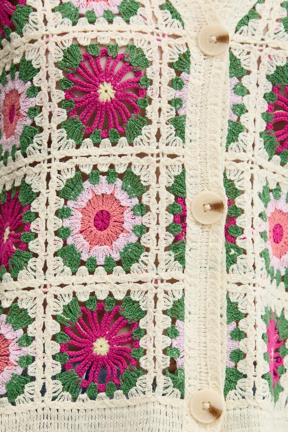 Πλεκτή ζακέτα Desigual JOHANNA 25SWJF36 μπεζ