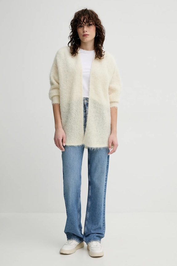 American Vintage sweter z domieszką wełny BYM19BE25 beżowy SS25