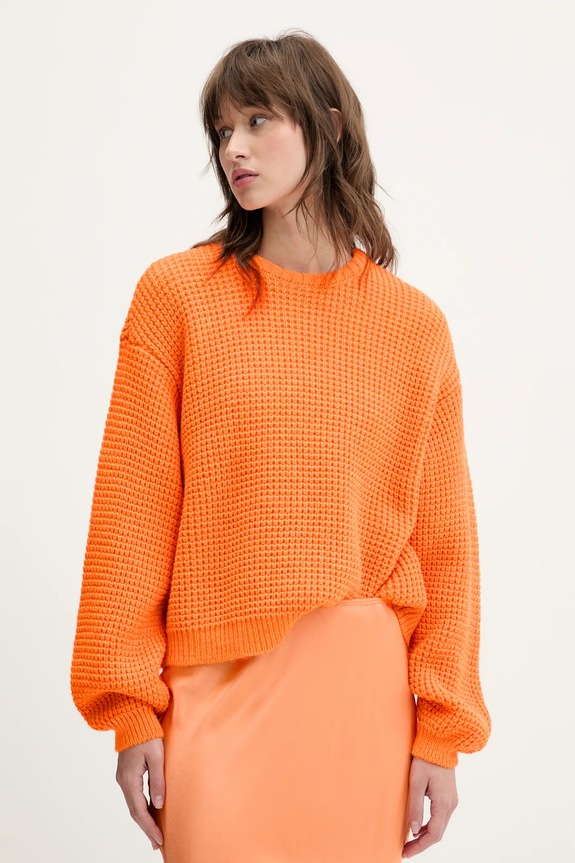 American Vintage sweter z domieszką wełny okrągły pomarańczowy CRA18AE25