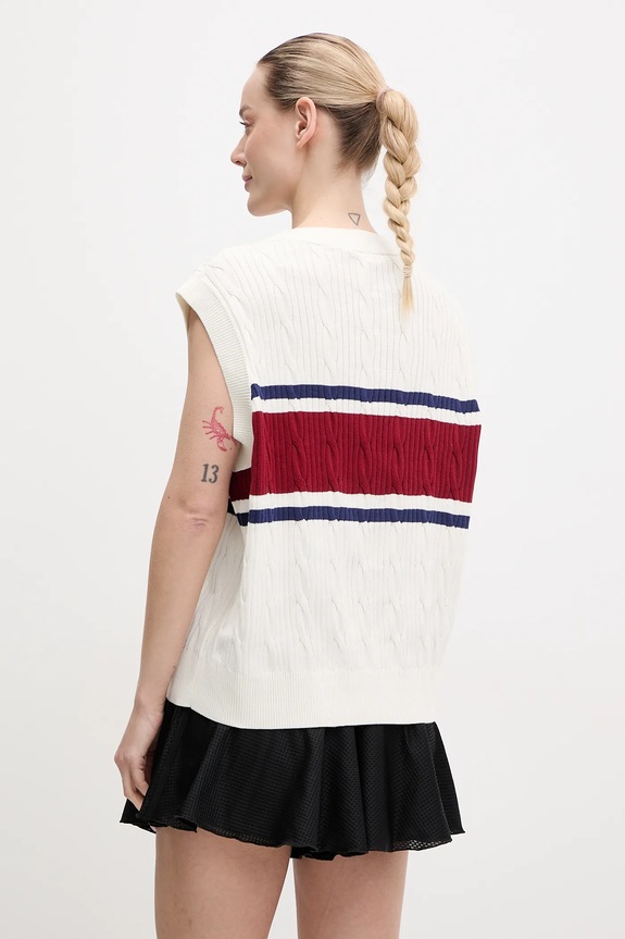 adidas Originals vestă din bumbac Retro KA4393 bej SS25