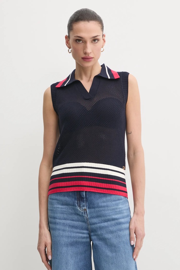 Liu Jo pamut mellény pamut sötétkék TA5287.MS016