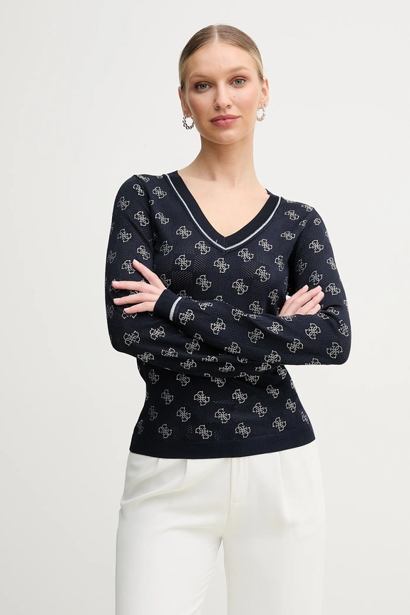 Guess pulóver ROSIE mintás sötétkék W5GR07.Z3D60