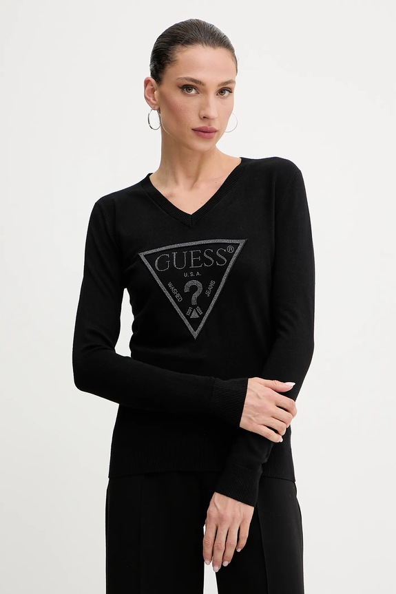 Guess pulóver MIRIAM aplikációval fekete W5GR19.Z2NQ2