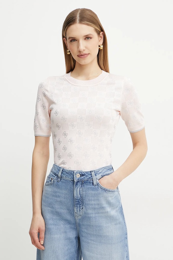 Guess pulóver ROSIE apró mintás rózsaszín W5GR20.Z3D60