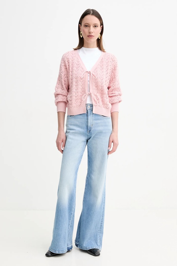 Бавовняний кардиган Guess RUTH W5GR43.Z3C71 рожевий SS25