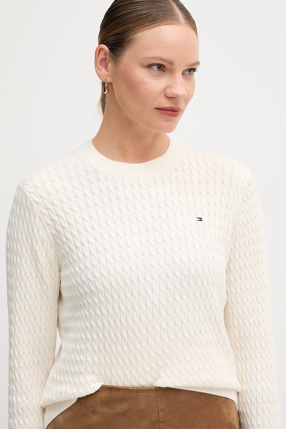 Îmbrăcăminte Tommy Hilfiger pulover de bumbac WW0WW44993 bej