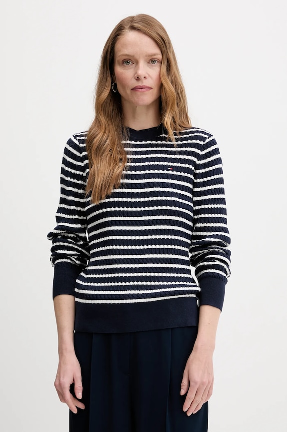 Βαμβακερό πουλόβερ Tommy Hilfiger βαμβάκι σκούρο μπλε WW0WW44993