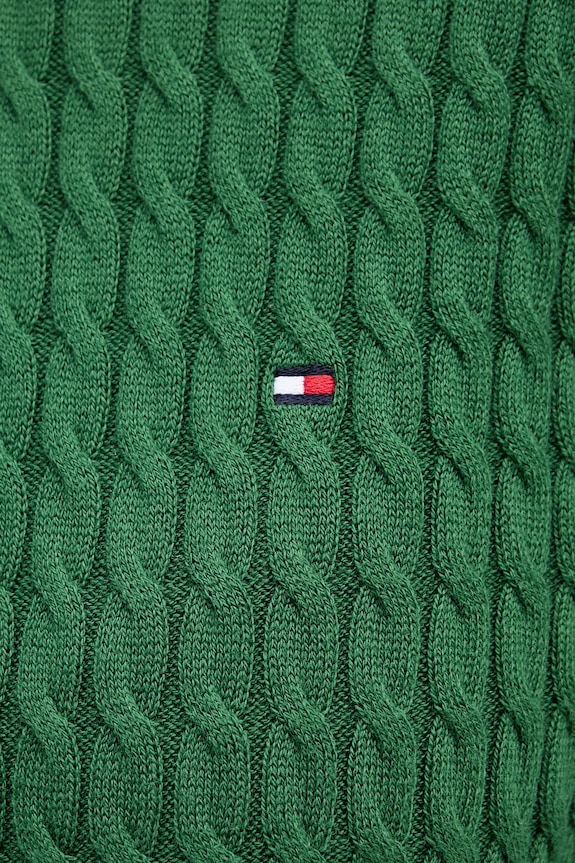 Памучен пуловер Tommy Hilfiger WW0WW44993 зелен