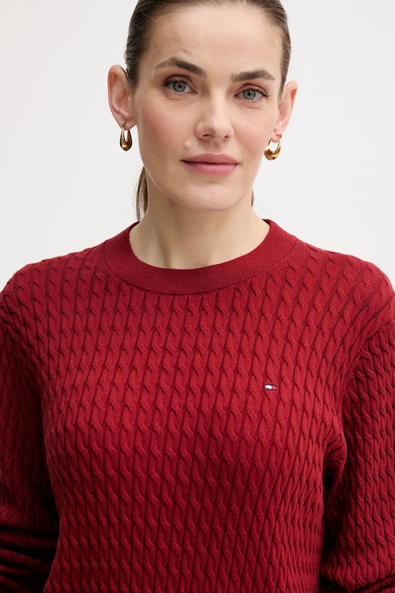 Bavlnený sveter Tommy Hilfiger burgundské WW0WW44993