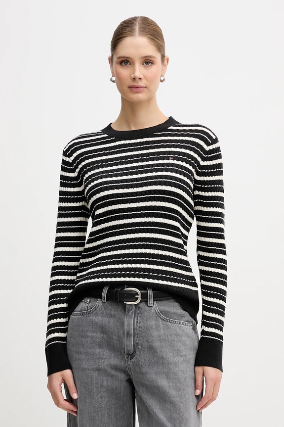 Bavlnený sveter Tommy Hilfiger bavlna čierna WW0WW44993