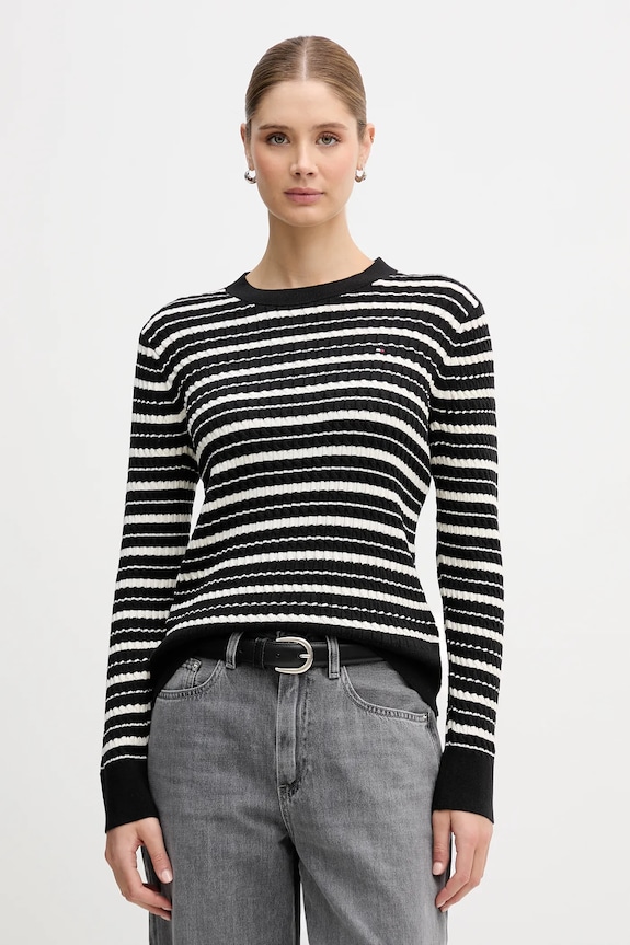 Bavlnený sveter Tommy Hilfiger bavlna čierna WW0WW44993