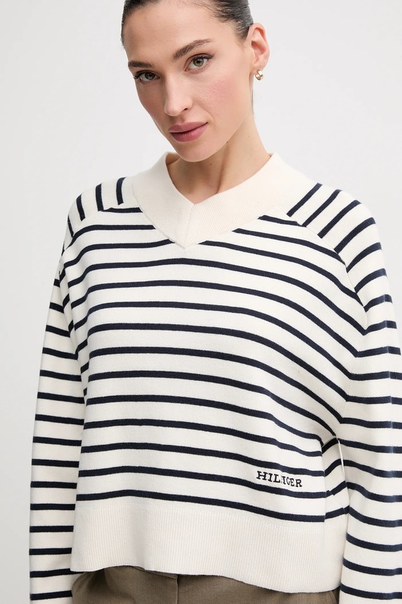 Bavlnený sveter Tommy Hilfiger béžová WW0WW45401