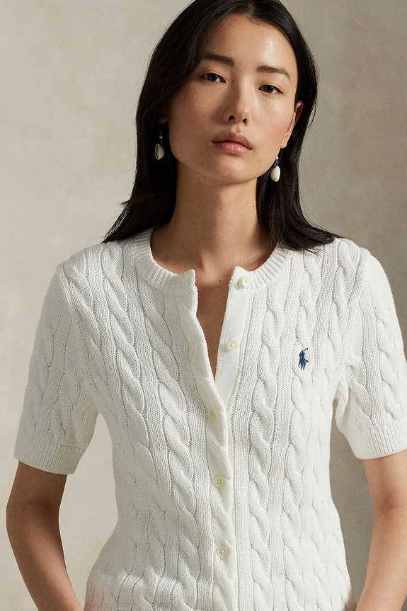 Polo Ralph Lauren kardigan damski bawełniany biały 211966720