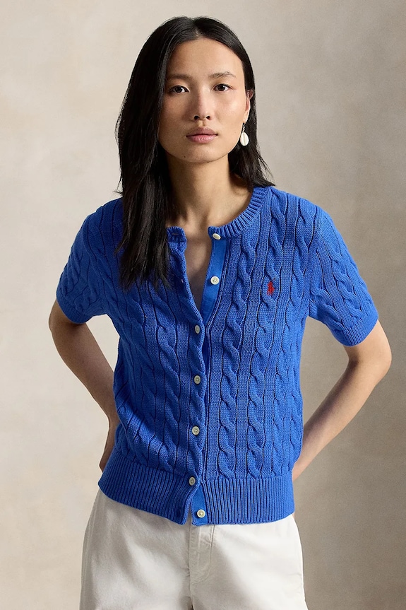Polo Ralph Lauren kardigan damski bawełniany niebieski 211966720