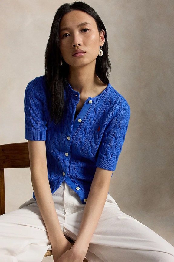 Polo Ralph Lauren kardigan damski bawełniany 211966720 niebieski