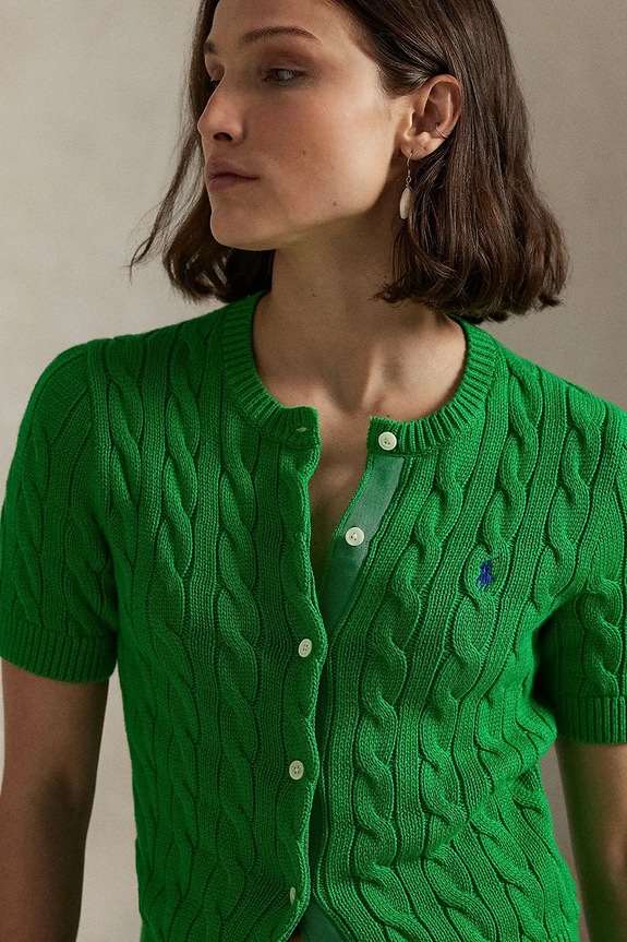 Polo Ralph Lauren kardigán dámsky bavlnený zelená 211966720