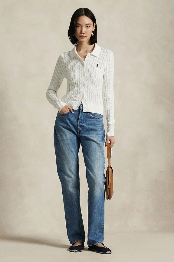 Odzież Polo Ralph Lauren kardigan 211971881 biały