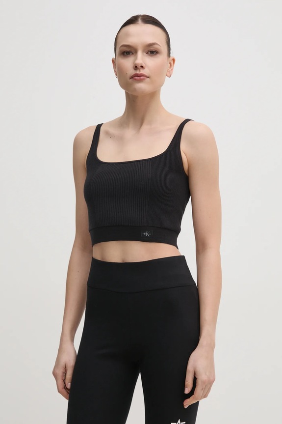 Calvin Klein Jeans top z elastanem czarny J20J225227