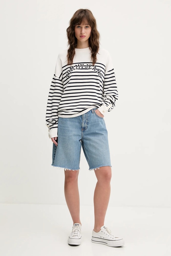 Tommy Jeans sweter bawełniany DW0DW20251 beżowy SS25