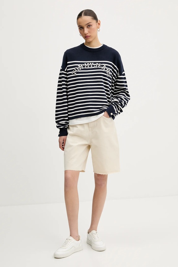 Tommy Jeans sweter bawełniany DW0DW20251 granatowy SS25