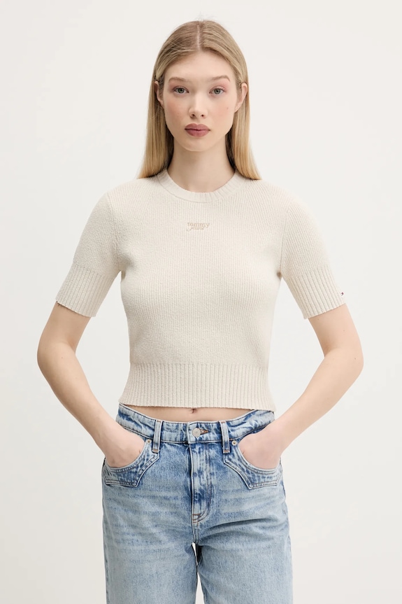 Tommy Jeans pulóver sima bézs DW0DW20380