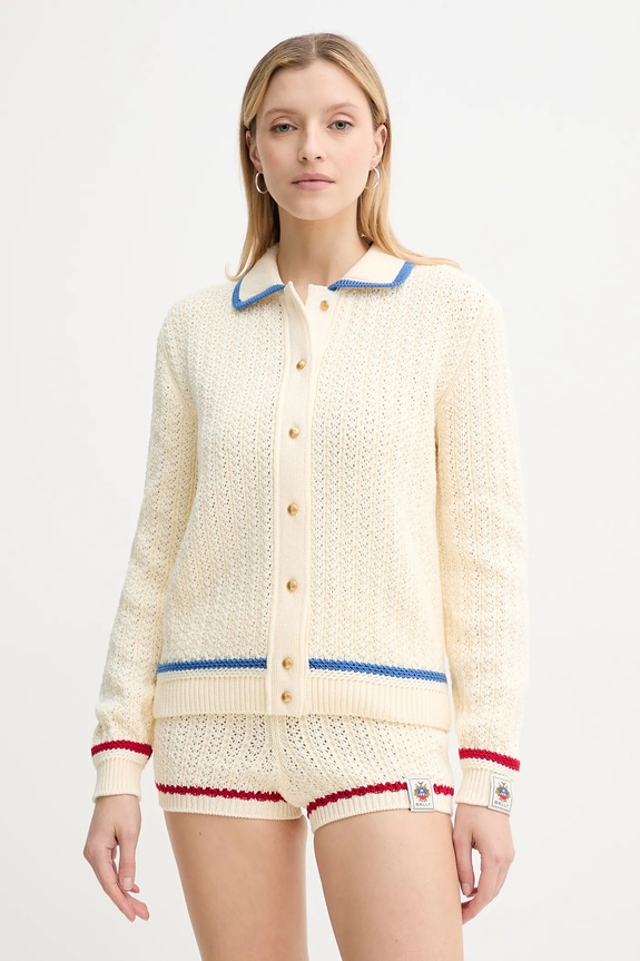 Bally pamut kardigán sima bézs WKN09B