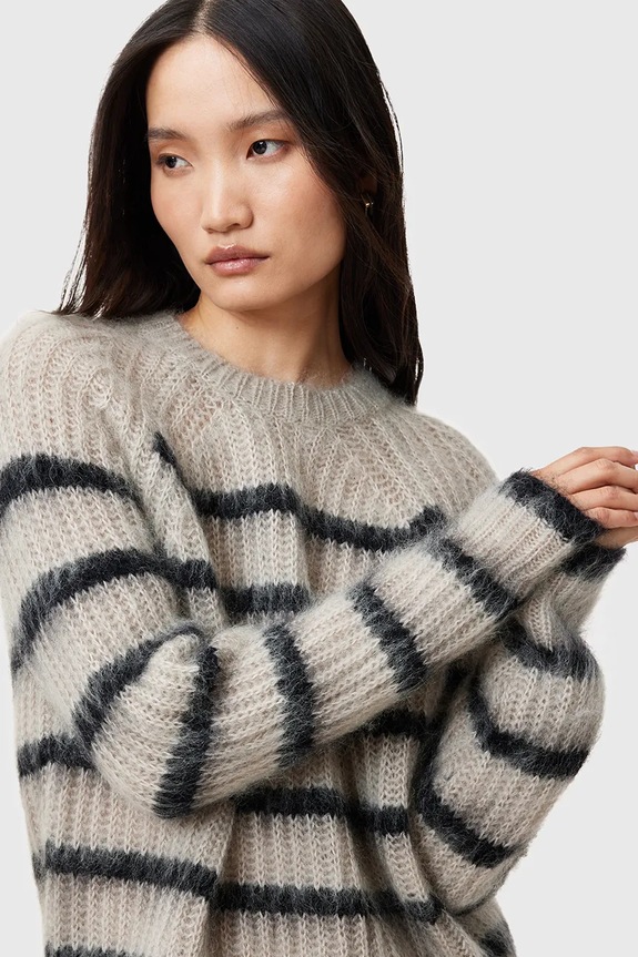 AllSaints gyapjú pulóver RIGA W013KC bézs SS25