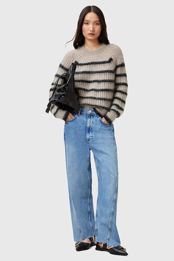 AllSaints gyapjú pulóver RIGA W013KC bézs