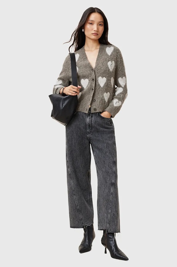 Μάλλινη ζακέτα AllSaints AMORA W042KC γκρί