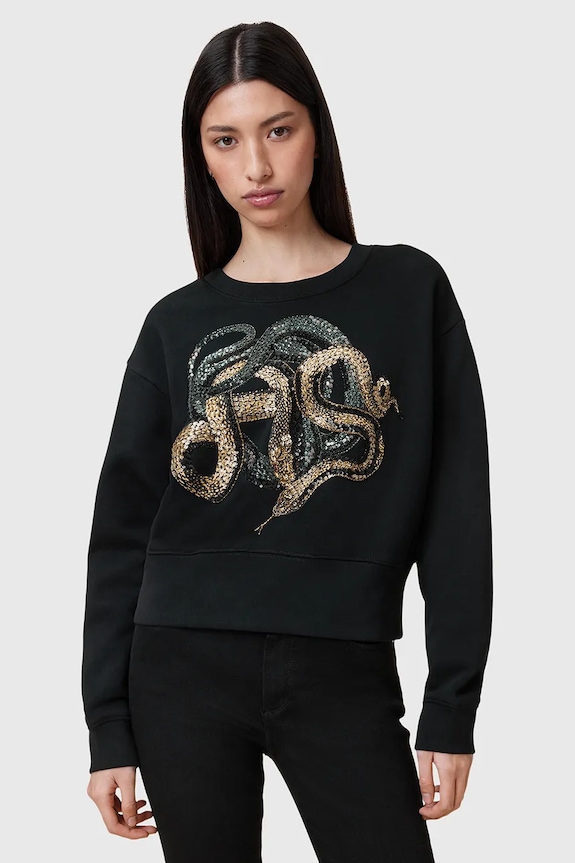 AllSaints bluza SLITHA imprimeu negru W045JC