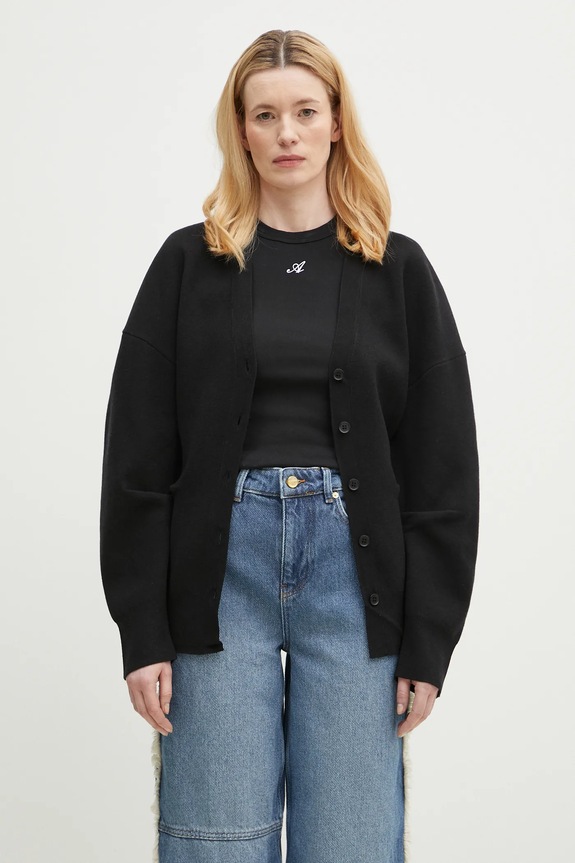 Kardigan s primjesom vune Axel Arigato Beau Cardigan bez uzorka crna A2878001