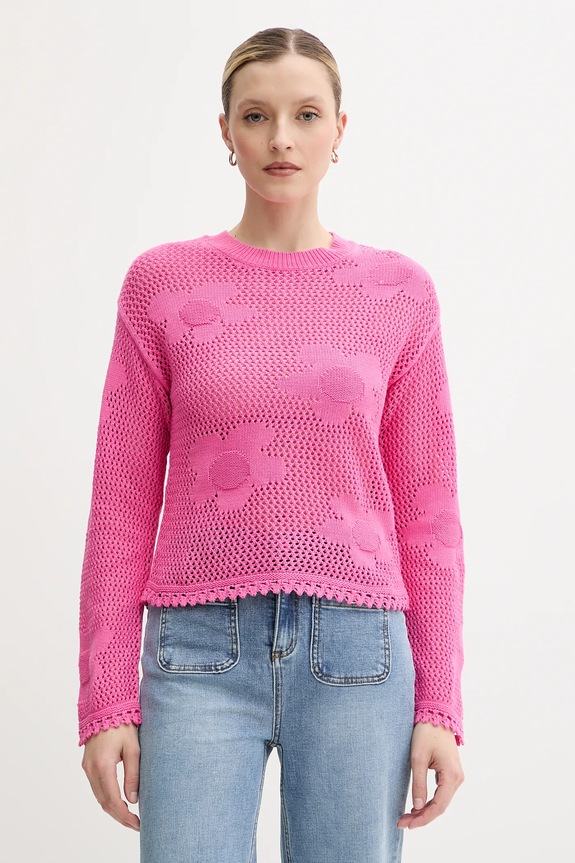 Morgan maglione in cotone MRINGA a maglia fine rosa MRINGA