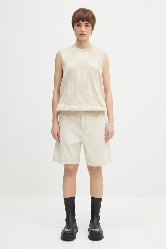 Carhartt WIP cotton gilet Checker Vest Sweater I034544.2LPXX beige