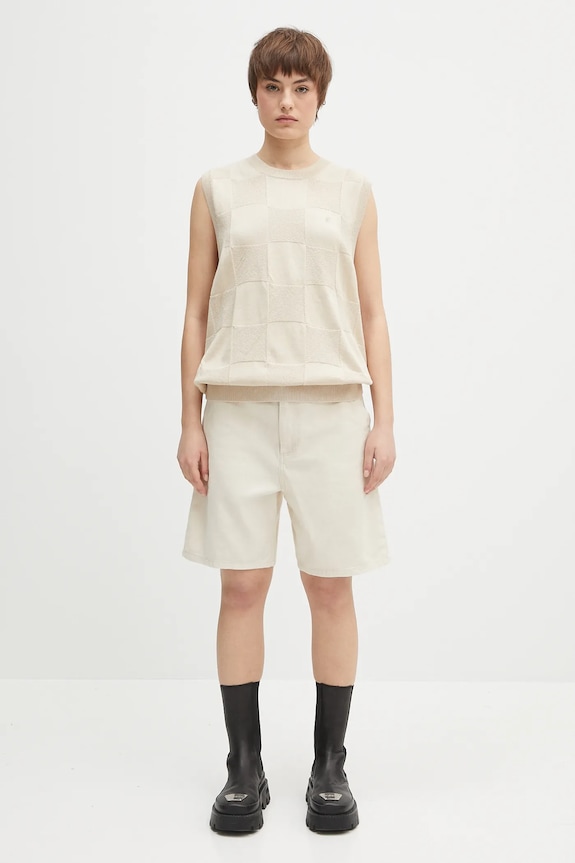 Carhartt WIP cotton gilet Checker Vest Sweater I034544.2LPXX beige