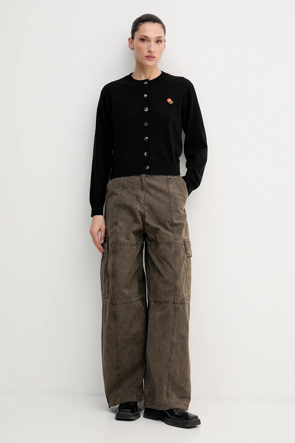 Kenzo kardigan wełniany Pop FF52CA4823LB.99J czarny SS25