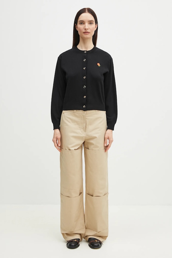 Vlněný kardigan Kenzo Pop FF52CA4823LB.99J černá