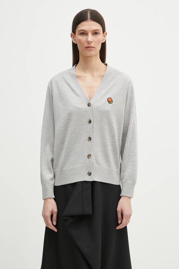 Шерстяной кардиган Kenzo Pop шерсть серый FF52CA4833LB.93