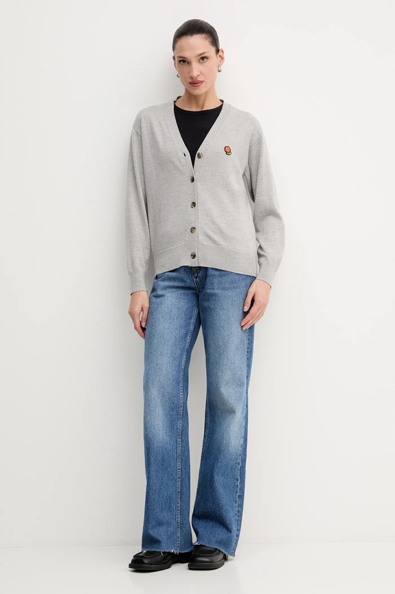 Kenzo kardigan wełniany Pop FF52CA4833LB.93 szary SS25