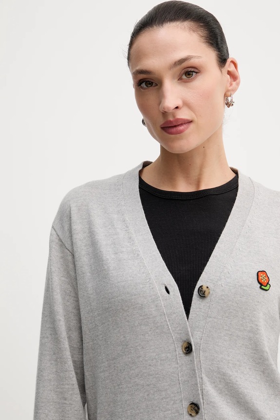Kenzo kardigan wełniany Pop szary FF52CA4833LB.93