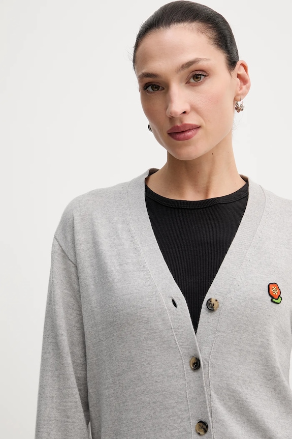 Kenzo kardigan wełniany Pop szary FF52CA4833LB.93