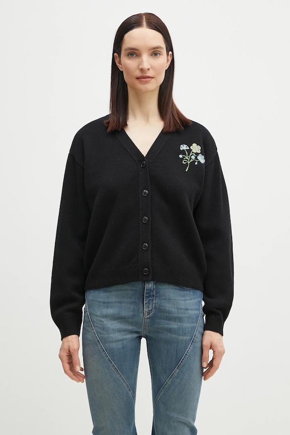 Vlněný svetr Kenzo Jungle Flower nášivka černá FF52CA4993CN.99J