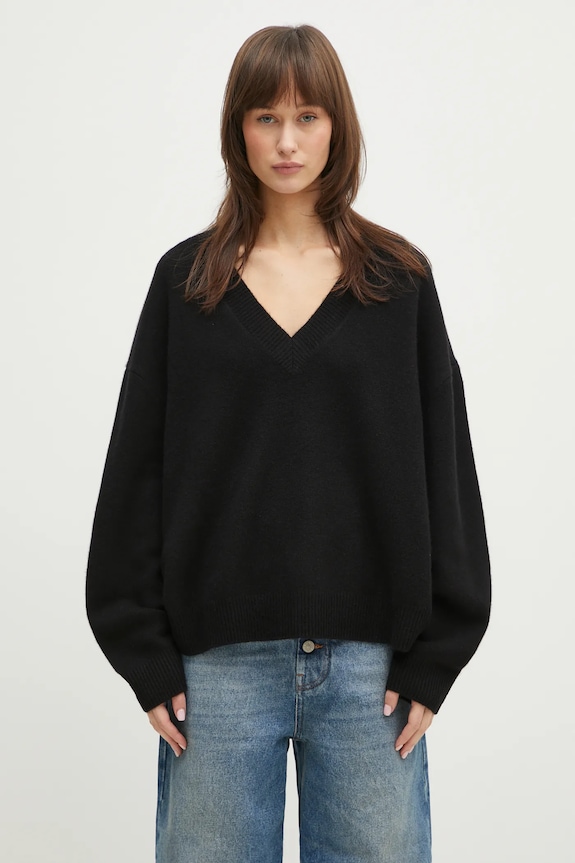 Anine Bing sweter kaszmirowy Lee Sweater wełna czarny A.09.3280