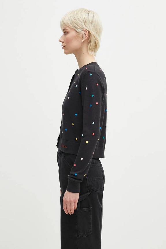 Fiorucci cardigan din lână Confetti Dot Print Logo W02SPKCA337KN03BK01 negru SS25