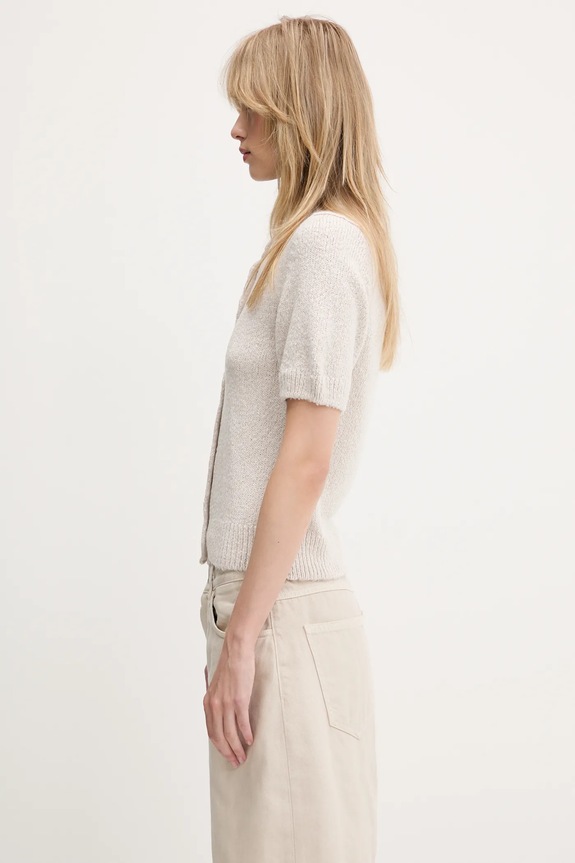 Our Legacy kardigan jedwabny Shrunken Cardigan W2253SO beżowy SS25