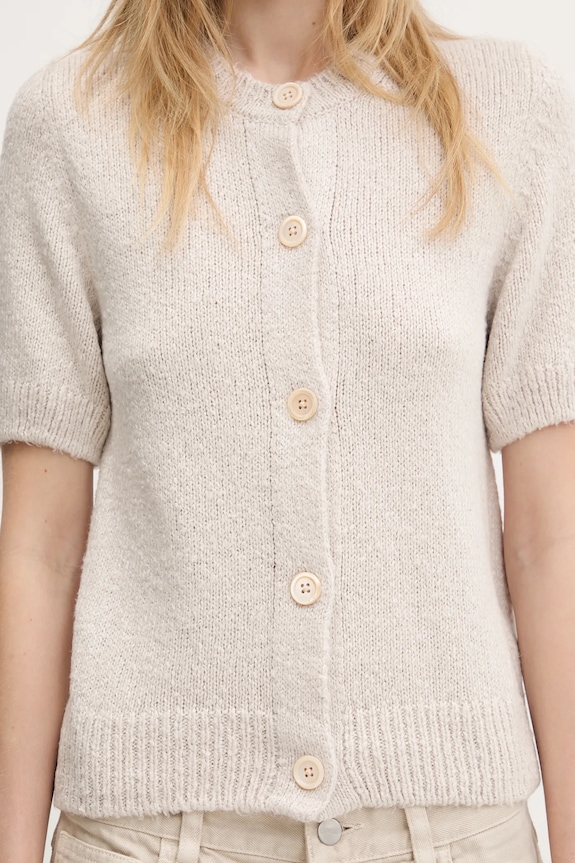Our Legacy kardigan jedwabny Shrunken Cardigan beżowy W2253SO