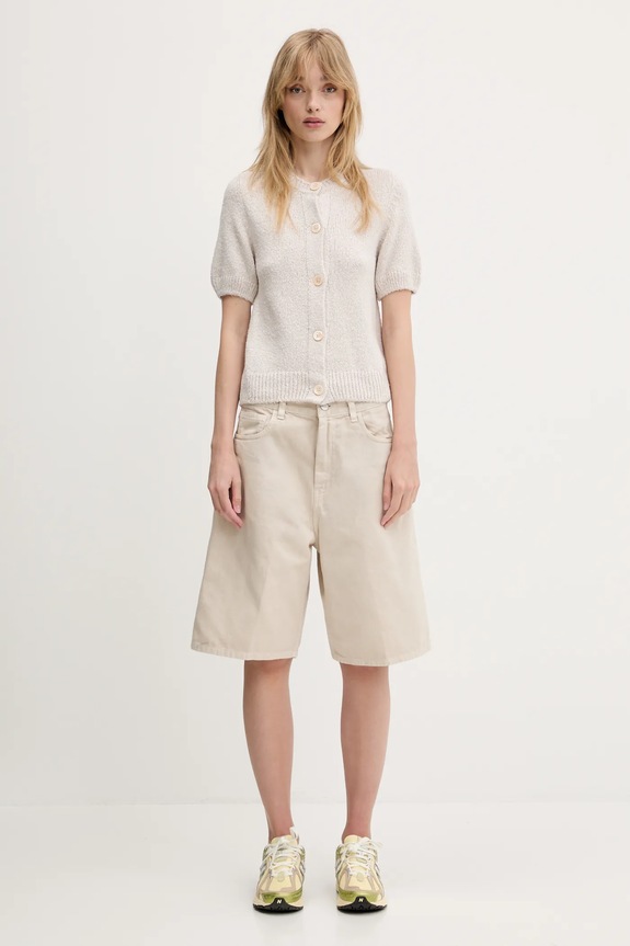 Our Legacy kardigan jedwabny Shrunken Cardigan W2253SO beżowy