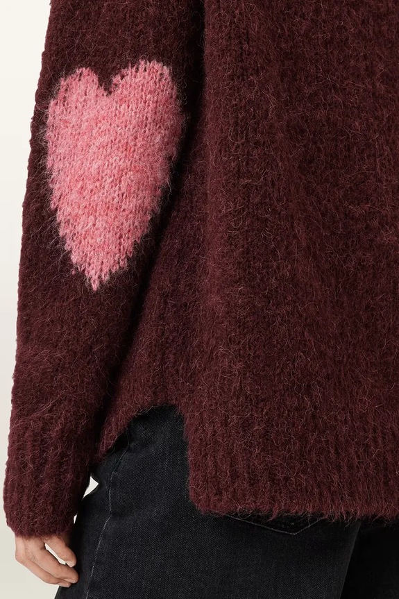Odzież AllSaints sweter z dodatkiem wełny LUVHEART W078KC czerwony