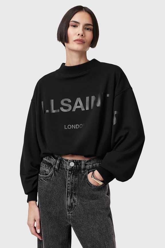 AllSaints hanorac de bumbac BIGGY ASTER print negru W094JC
